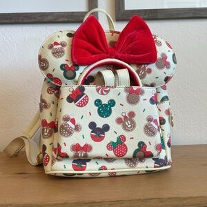 Disney Loungefly Christmas backpack with matching ears